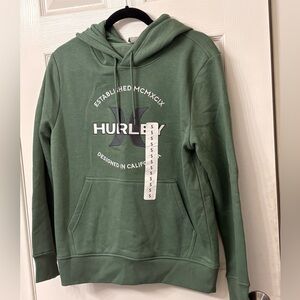 Hurley Sage Green Pullover Hoodie with Embroidered Logo